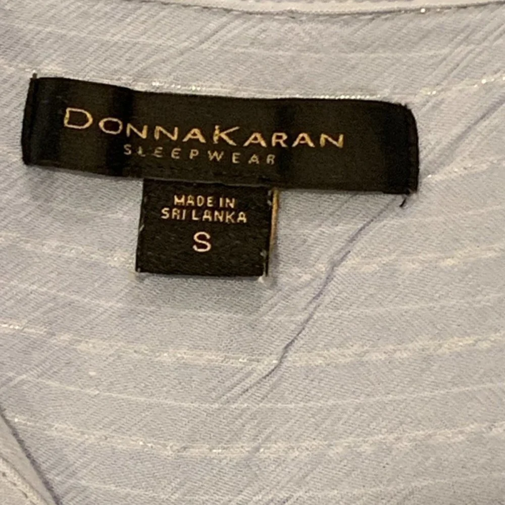 Donna Karan‎ Sleepwear Striped Button-Down Night Shirt-Dress Sz S Blue #129G